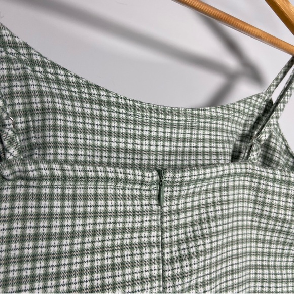 John Galt Plaid Shift Dress Mini White Gingham Preppy Pistachio Green Picnic - Picture 9 of 12